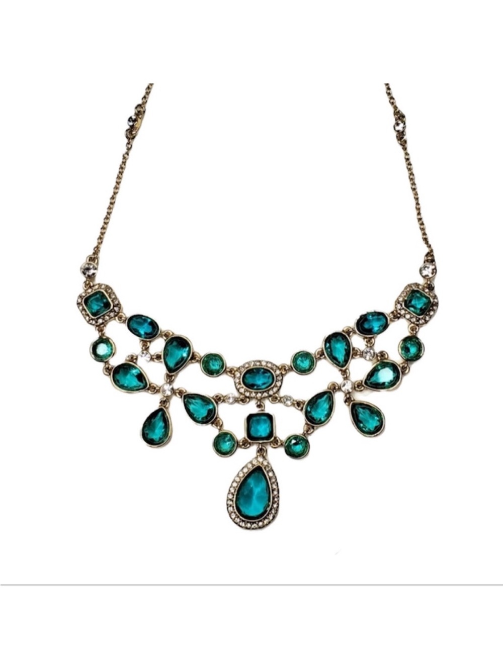 CAROLEE Gemstone Crystal Statement Necklace Gold - Picture 10 of 11